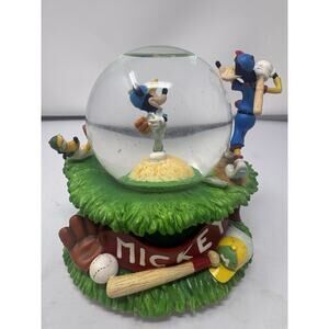 Disney Mickey Mouse Baseball Snowglobe Goofy & Pluto Take Me Out To The Ballgame
